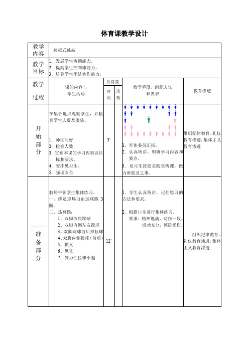 初中体育_跨越式跳高教学设计学情分析教材分析课后反思