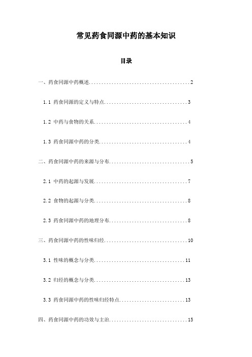 常见药食同源中药的基本知识