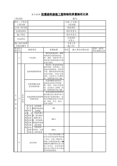 5.13.24 防腐涂料涂装工程检验批质量验收记录