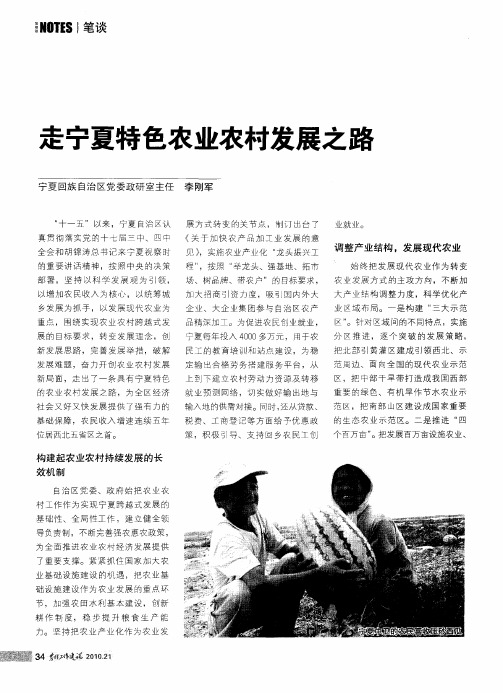 走宁夏特色农业农村发展之路