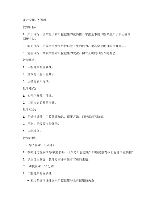 口腔教师讲课教案模板范文