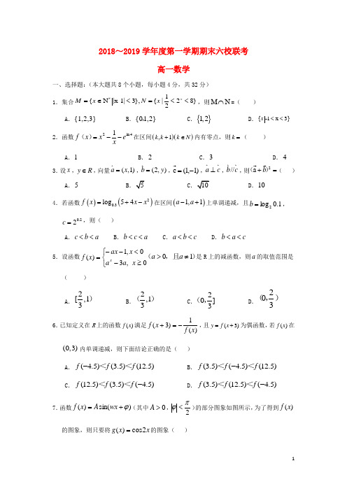 天津市六校(静海一中、宝坻一中、杨村一中等)2019_2020学年高一数学上学期期末考试试题