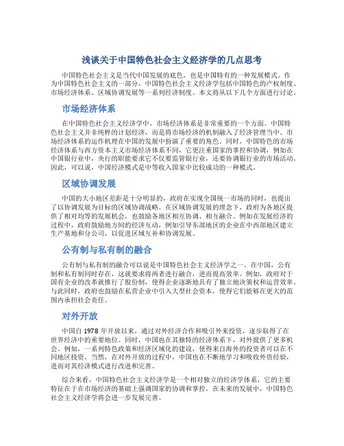 浅谈关于中国特色社会主义经济学的几点思考