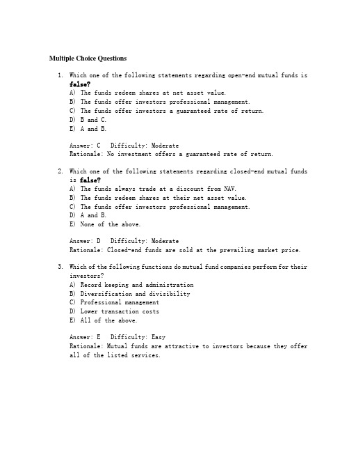 投资学第7版Test-Bank答案-04