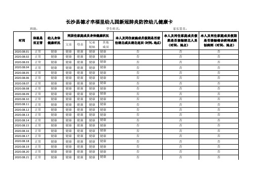 新冠肺炎防控幼儿电子健康码及通信行程卡资料