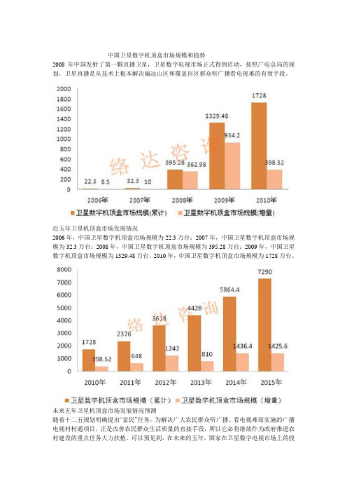 中国卫星数字机顶盒市场规模和趋势