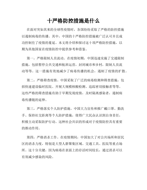 十严格防控措施是什么