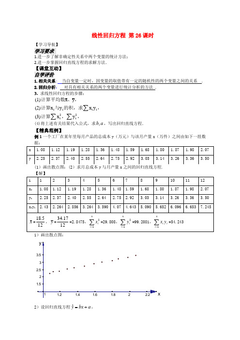 高中数学 6.4.2线性回归方程2教案 苏教版必修3