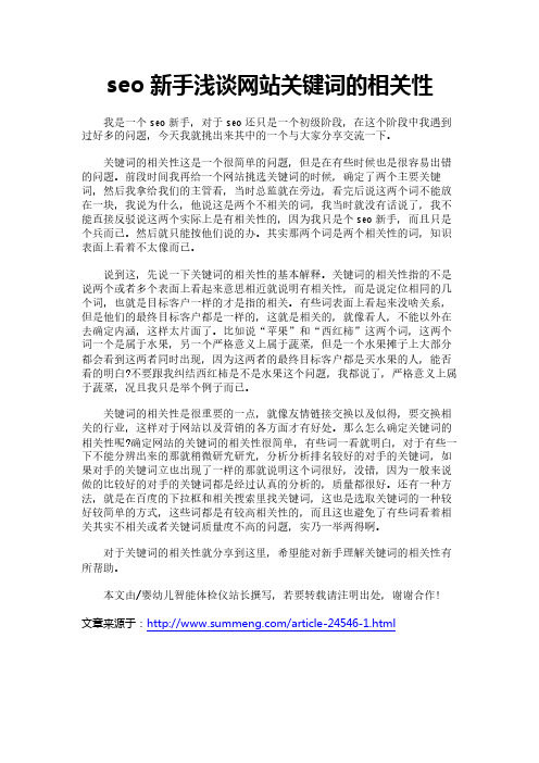 seo新手浅谈网站关键词的相关性