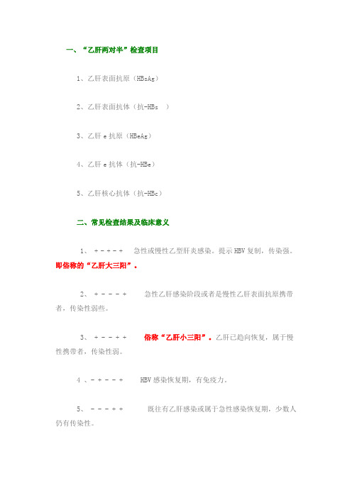 乙肝检查结果分析