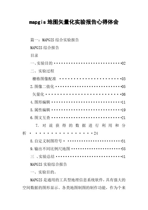 mapgis地图矢量化实验报告心得体会[工作范文]