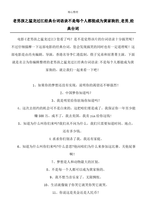 老男孩之猛龙过江经典台词语录 不是每个人都能成为黄家驹的_老男_经典台词