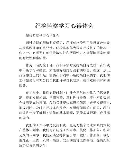 纪检监察学习心得体会