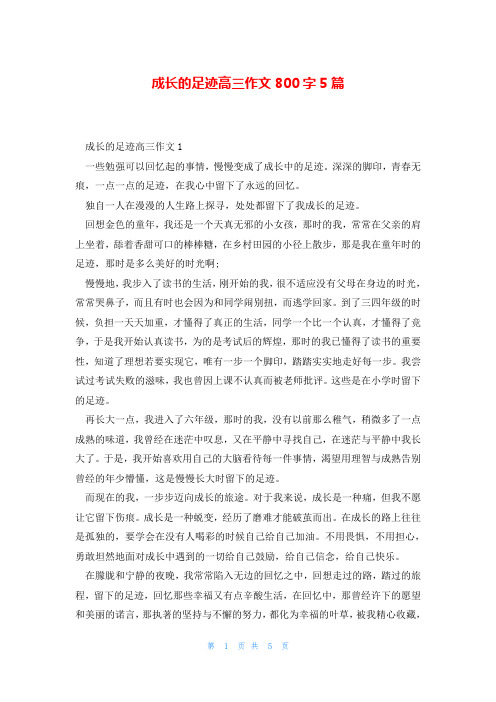 成长的足迹高三作文800字5篇