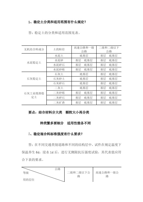 稳定土分类和适用范围