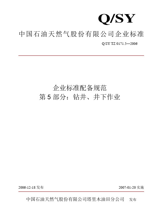 0171.5-2006标准配备规范：钻井、井下作业