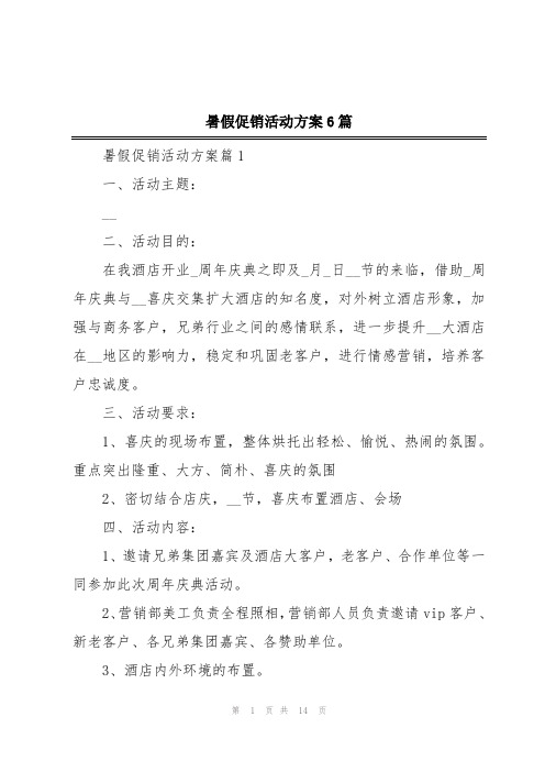 暑假促销活动方案6篇