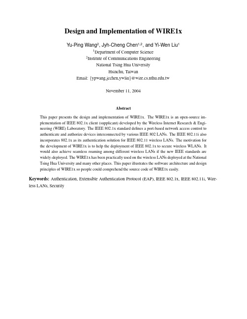 Design and Implementation of WIRE1x