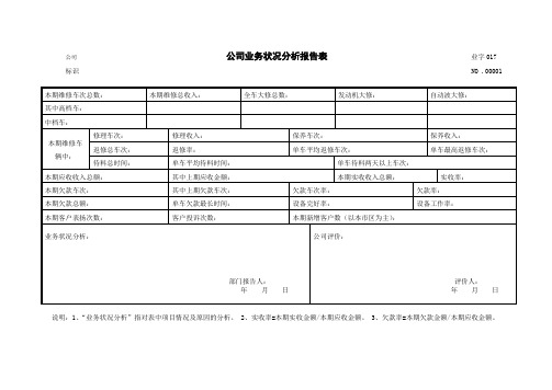 公司业务状况分析报告表