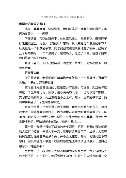 电视台记者实习总结范文（精选15篇）