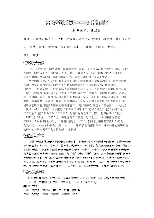 研究性学习网络用语doc