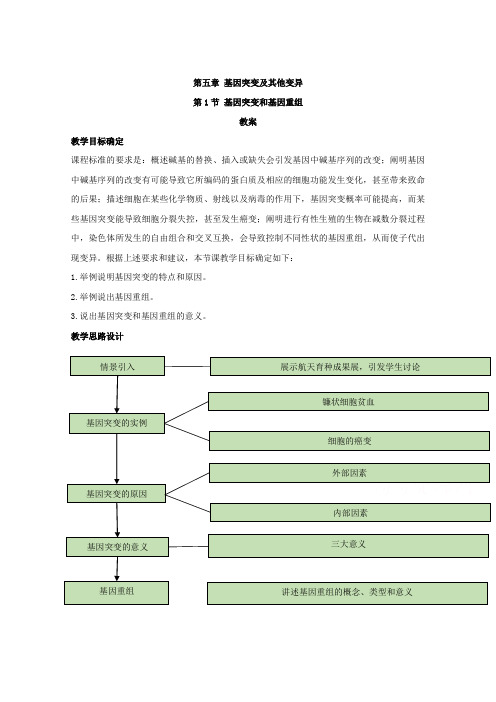 2021年高中生物新教材人教版(2019)必修二教案：第5章 第1节 基因突变和基因重组 (含解析)