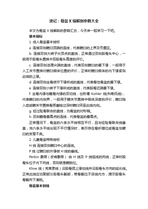 速记：骨盆X线解剖参数大全