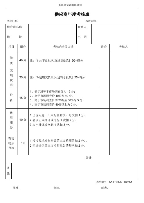 供应商评审表