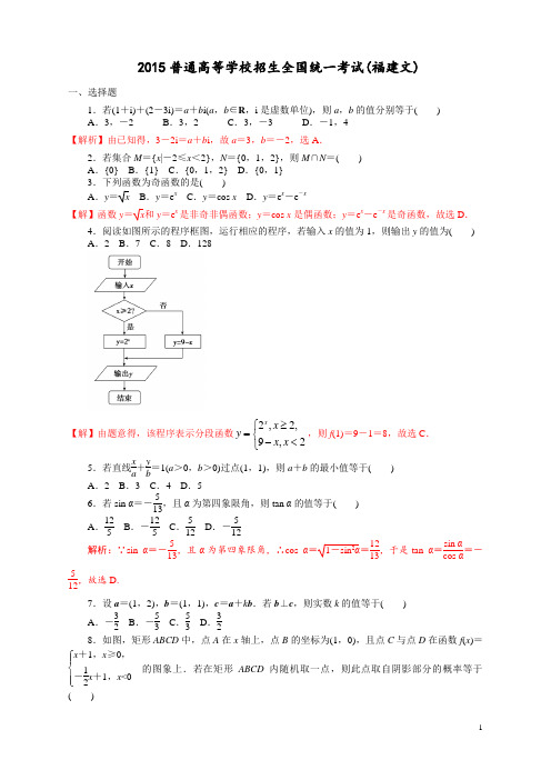 2015福建文高考数学试题