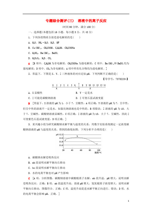 高中化学专题综合测评3溶液中的离子反应苏教版选修4