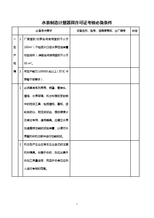 水表制造计量器具许可证