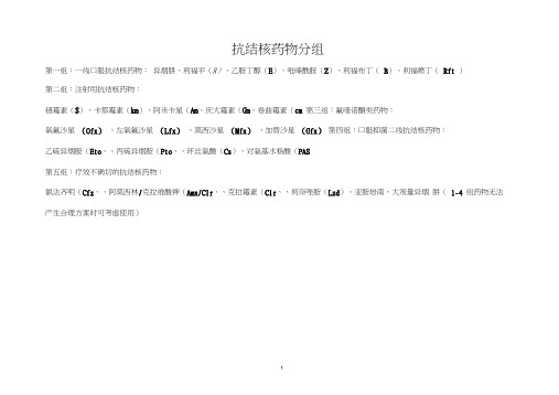 抗结核药物分组