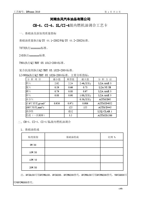 CH-4工艺卡