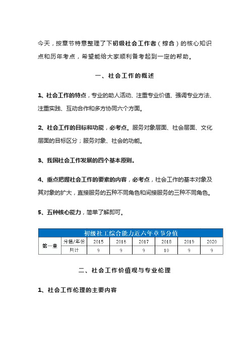 初级社工考试章节考点汇总