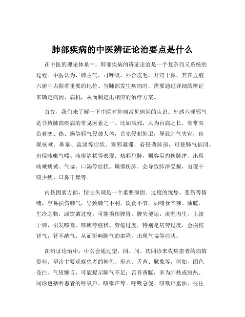 肺部疾病的中医辨证论治要点是什么