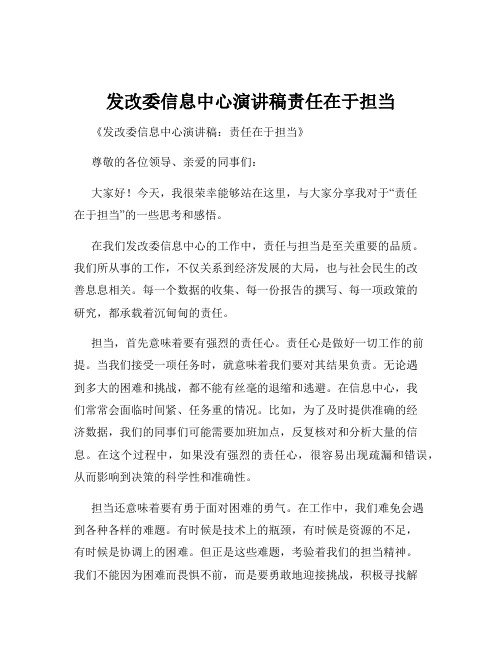 发改委信息中心演讲稿责任在于担当