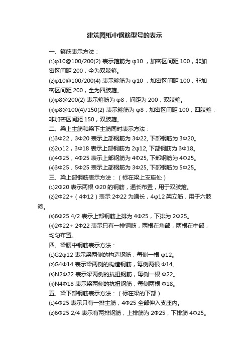 建筑图纸中钢筋型号的表示