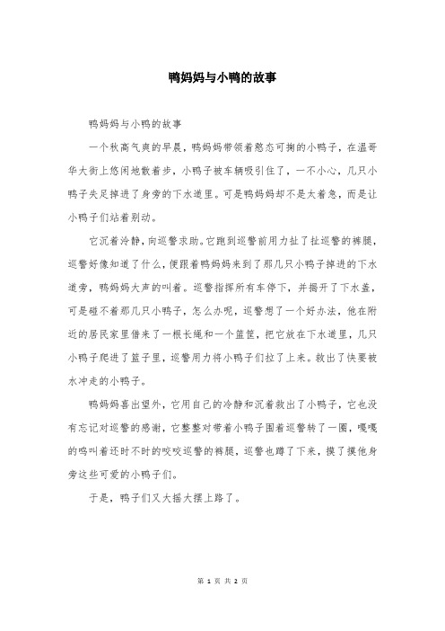 鸭妈妈与小鸭的故事