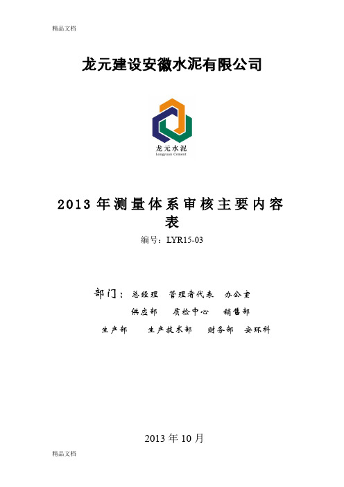 (整理)测量体系审核主要内容表