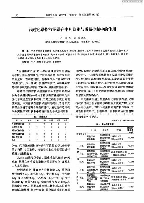 浅述色谱指纹图谱在中药鉴别与质量控制中的作用