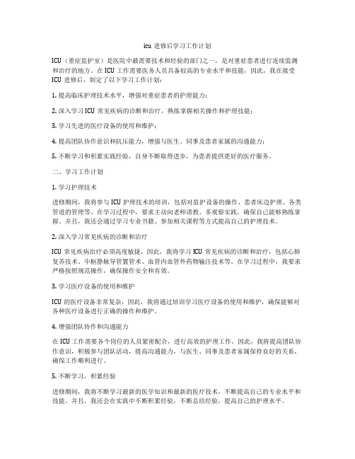 icu进修后学习工作计划