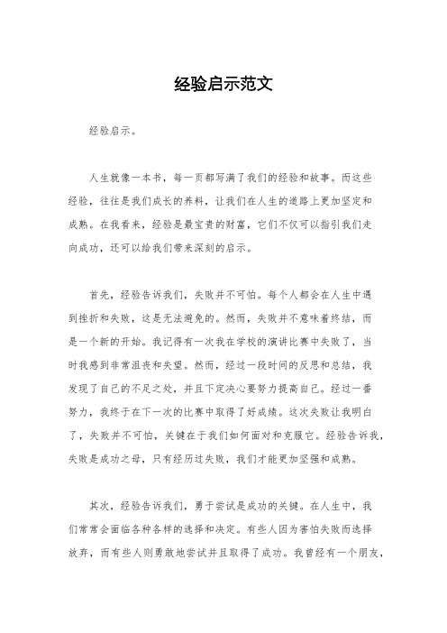 经验启示范文