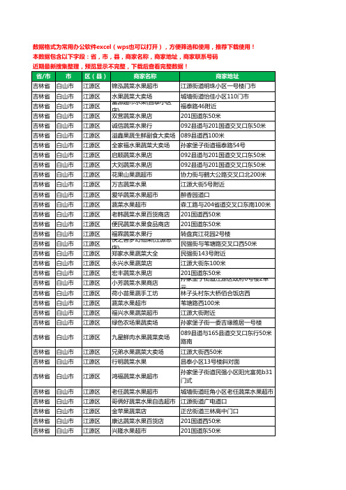 2020新版吉林省白山市江源区水果店工商企业公司商家名录名单联系电话号码地址大全43家