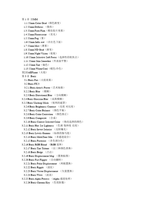 AE特效中文名