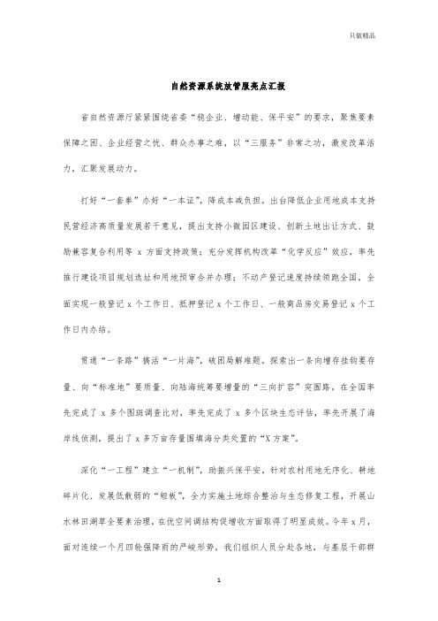 自然资源系统放管服亮点汇报