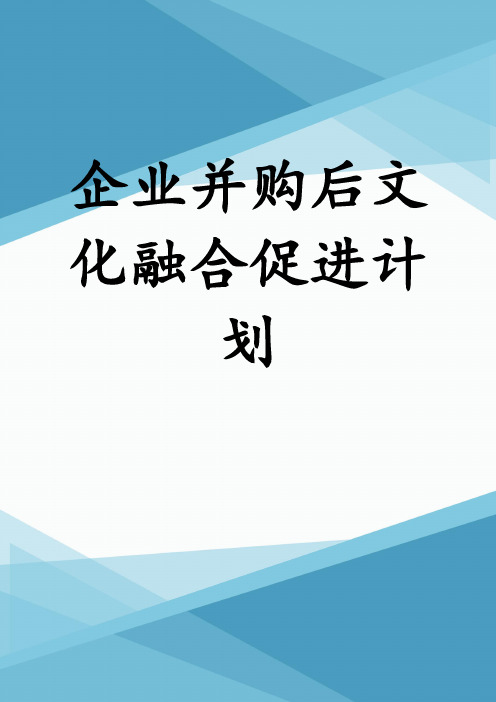 企业并购后文化融合促进计划