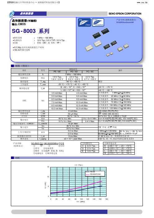 爱普生SG-8003CG晶体振荡器(可编程)规格书