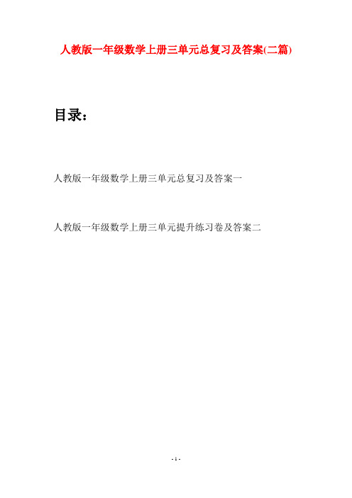 人教版一年级数学上册三单元总复习及答案(二套)
