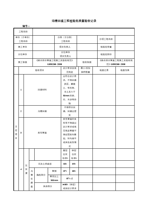 沟槽回填工程检验批质量验收记录