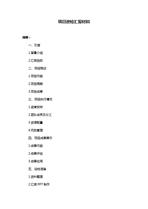 项目迎检汇报材料